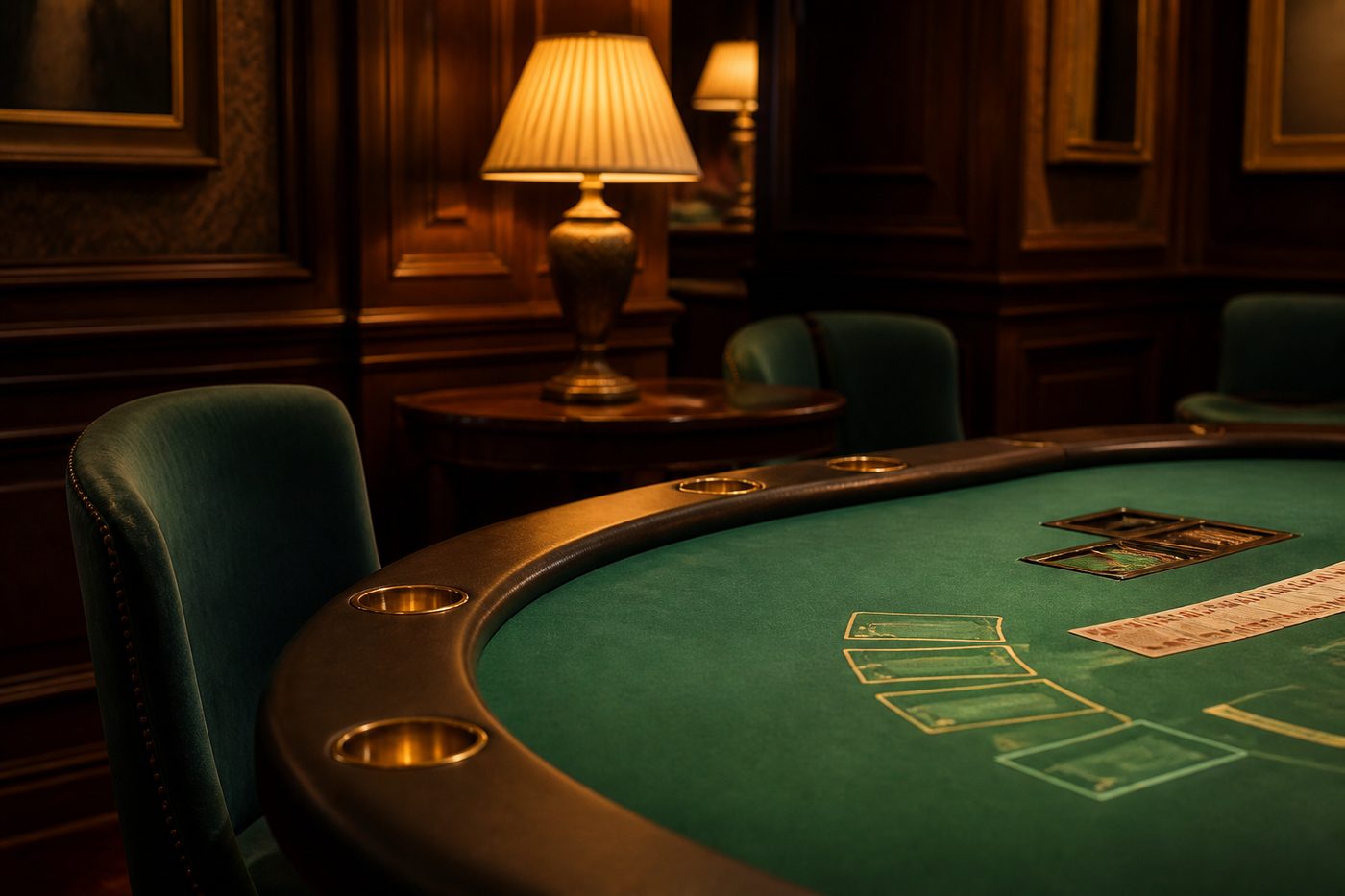 Illustrative private gaming salon atmosphere artwork