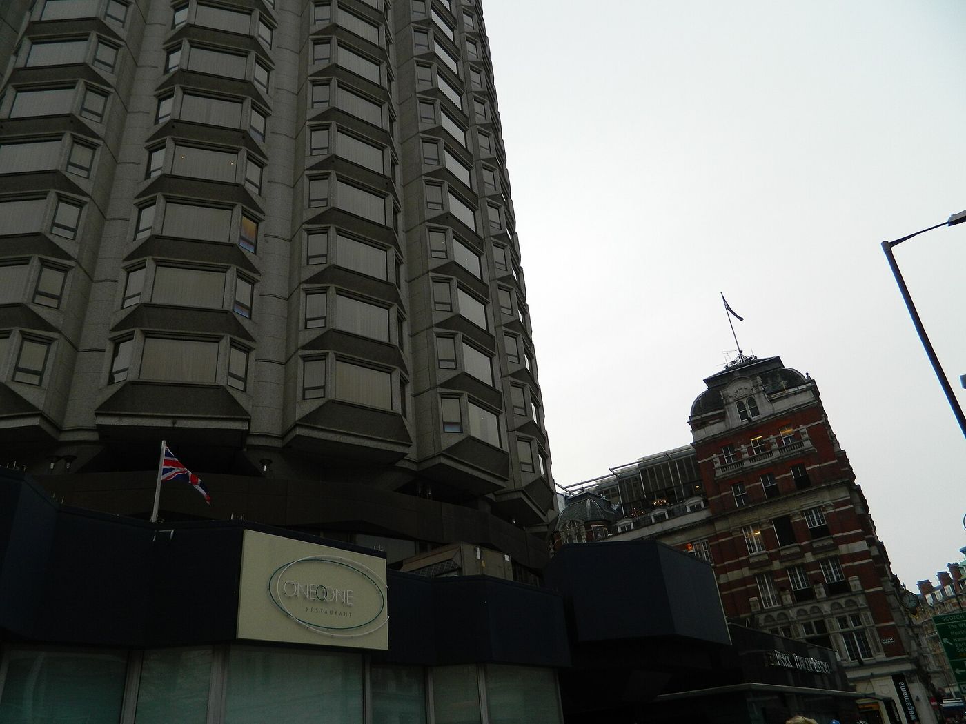 Park Tower hotel facade looking upward
